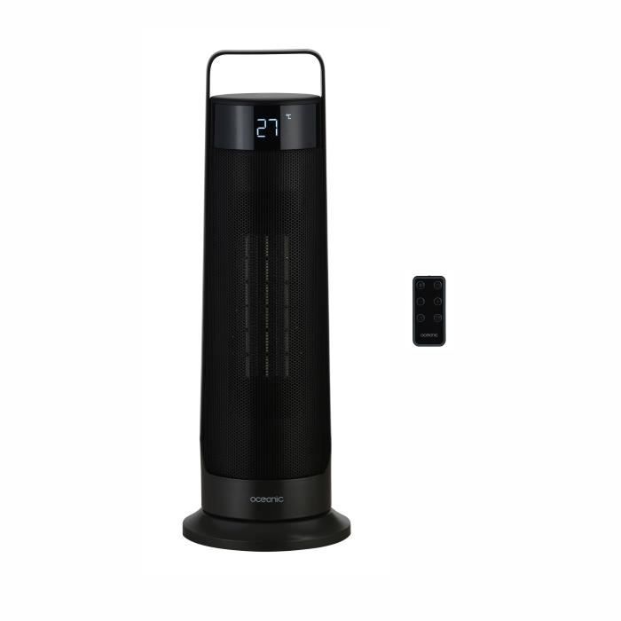 Radiateur soufflant oscillant - Céramique - OCEANIC - 2000 W - Télécommande -  Noir