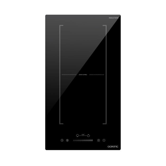Domino induction encastrable - OCEANIC - OCEATI2Z2BF - 2 foyers avec zone flexible- 3600 W - Noir