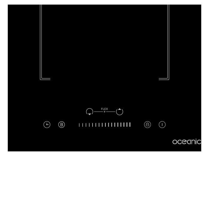 Domino induction encastrable - OCEANIC - OCEATI2Z2BF - 2 foyers avec zone flexible- 3600 W - Noir