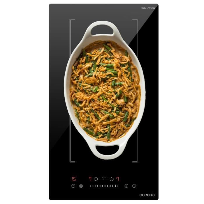 Domino induction encastrable - OCEANIC - OCEATI2Z2BF - 2 foyers avec zone flexible- 3600 W - Noir