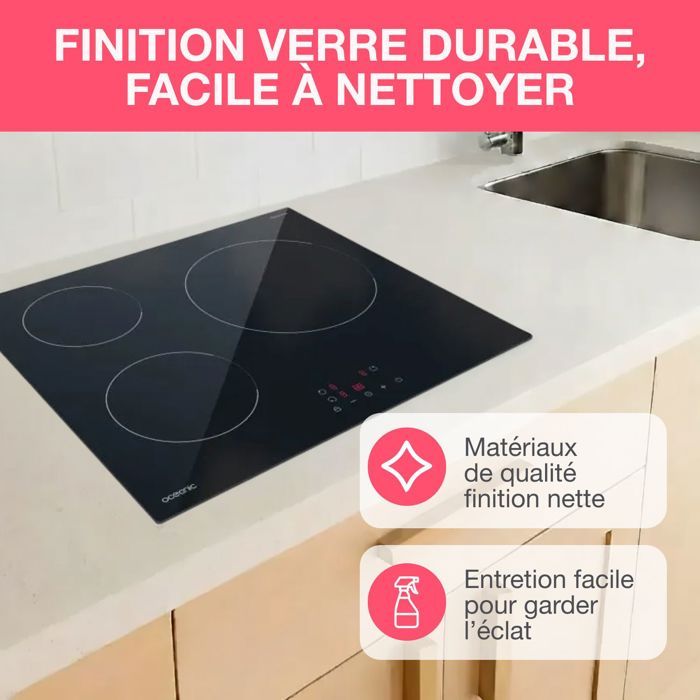 Table de cuisson induction OCEANIC 3 foyers L60 x P52 cm OCEATI3Z7B