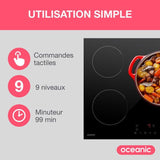 Table de cuisson induction OCEANIC 3 foyers L60 x P52 cm OCEATI3Z7B