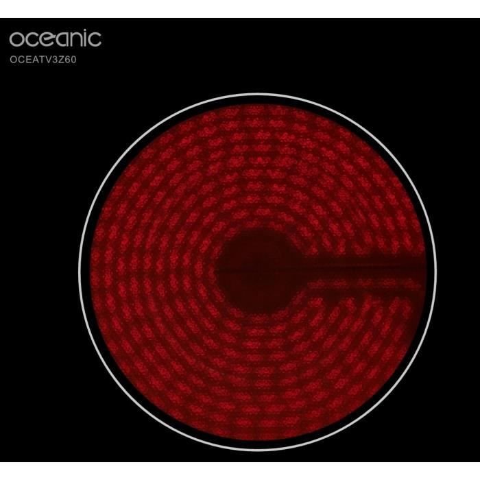 Plaque de cuisson vitrocéramique OCEANIC 3 foyers  L56 x P49 cm OCEATV3Z60