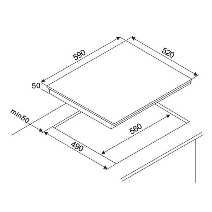 Table de cuisson vitrocéramique - OCEANIC - 4 foyers - Noir