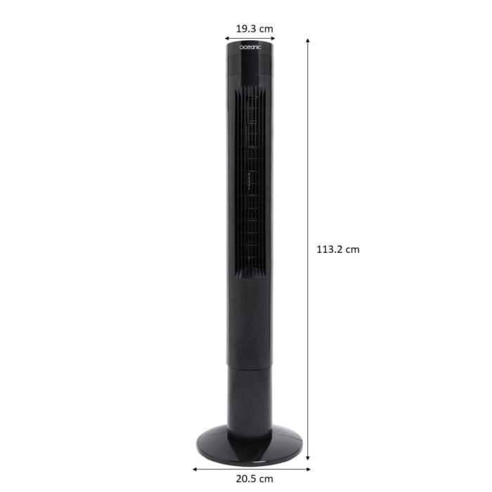 Ventilateur colonne OCEANIC - 50W - Hauteur 110 cm - Oscillation automatique - TÈlÈcommande - Minuterie - Noir