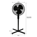 Ventilateur de pied - OCEANIC - 45 W - Ø 41 cm - 3 vitesses - Oscillant - Inclinable - Noir