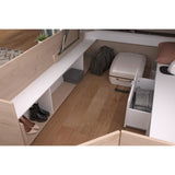 ODYSSEE Lit coffre adulte - 140x190/200 cm - Avec coffre relevable - Décor chene et Blanc - 168,3x66,5x209,5 cm