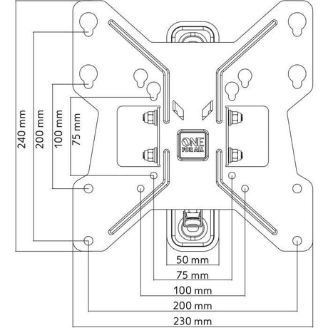 ONE FOR ALL WM2251 Support mural inclinable (15°) et orientable (180°) pour TV de 13 a 43 (33 a 109cm) - Poids max : 30kg