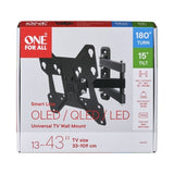 ONE FOR ALL WM2241 Support mural inclinable (15°) et orientable (180°) pour TV de 13 a 43 (33 a 109cm) - Poids max : 30kg