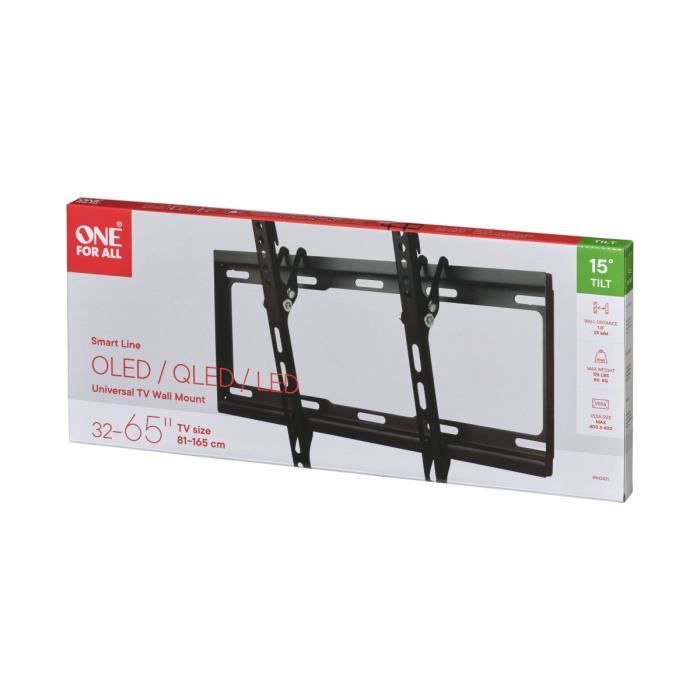 ONE FOR ALL WM2421 - Support mural avec réglage d'inclinaison de 15° pour TV de 32 a 65 (81 a 165cm) - Noir