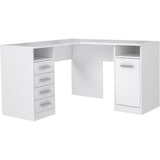 TOLEDE Bureau d'angle 1 porte 4 tiroirs - DÈcor papier blanc - L 125 x P 125 x H 75 cm