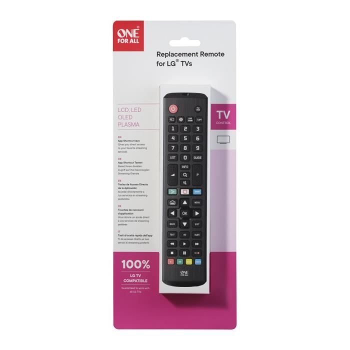 ONE FOR ALL URC4911 - Télécommande de remplacement pour TV LG