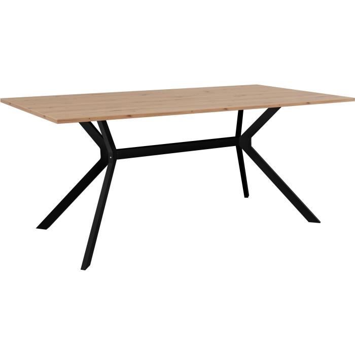 Table a manger ONEX - Chene artisan et noir - 180 x 90 x 75 cm - Jusqu'a 10 personnes