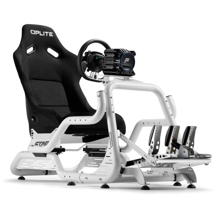 Cockpit de simulation - OPLITE - GTR S8 Infinity Force - Acier carbone - Blanc - Simracing haute performance