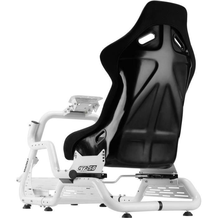 Cockpit de simulation - OPLITE - GTR S8 Infinity Force - Acier carbone - Blanc - Simracing haute performance