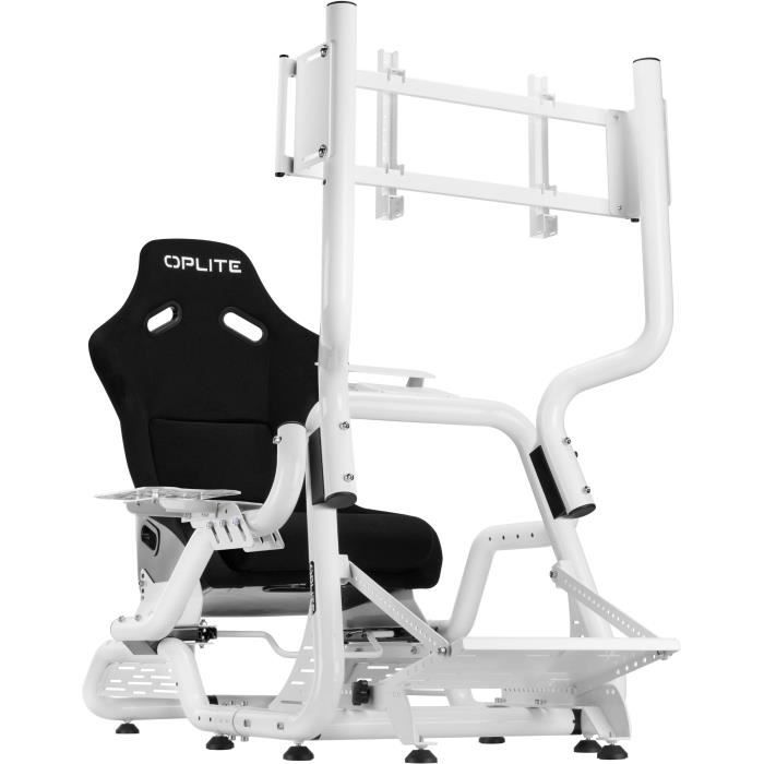 Support Simracing & Flightsim - OPLITE - Pour cockpit GTR S8 Full Force - Blanc - Compatible frein a main, boîte de vitesse, joystic
