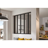 OPTIMUM Verriere 5 carreaux en verre trempÈ Noir - 108 x 148,7 cm