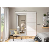 OPTIMUM - Kit porte coulissante + rail + bandeau Atelier - H.204xL.83xP.4 cm - Blanche lignée