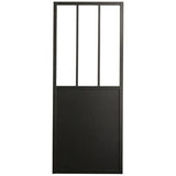OPTIMUM - Kit porte coulissante + rail + bandeau Atelier - H.204xL.83xP.4 cm - Noir verre transparent
