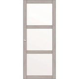 OPTIMUM - Kit porte coulissante 3 carreaux + rail + bandeau Bilbao - H.204xL.83xP.4 cm - Chene gris clair