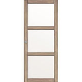 OPTIMUM - Kit porte coulissante 3 carreaux + rail + bandeau Vérone - H.204 x L.83 x P.4 cm - Chene taupe
