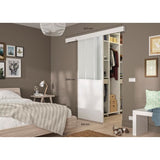 OPTIMUM Kit porte coulissante verre dÈpoli + rail Atelier - H204 x L83 x P4 cm - Blanc