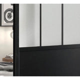 OPTIMUM - Kit porte coulissante + rail + bandeau Atelier - H 204 x L 93 x P 4 cm - Noir verre dépoli