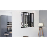 OPTIMUM Verriere coulissante 4 carreaux en verre trempÈ Noir - 108 x 123,2 cm