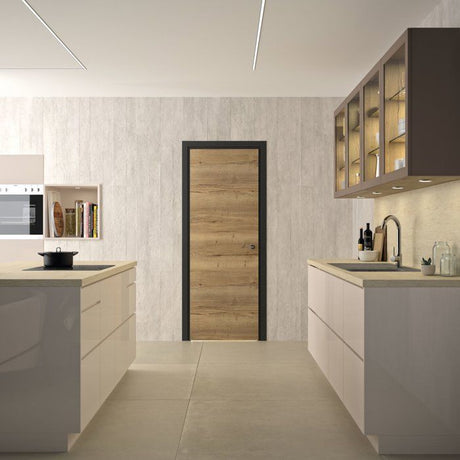 Bloc porte isotherme avec huisserie - OPTIMUM - Premium - Chene authentique - Poussant gauche / ajustable - H 204 x Ep 4,4 x L 83 cm