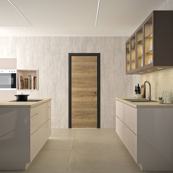 Bloc porte isotherme avec huisserie - OPTIMUM - Premium - Chene authentique - Poussant droit et ajustable - H 204 x Ep 4,4 x L 83 cm