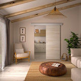 Porte coulissante - Chene blond - H 204 x Ep 3,8 x L 93 cm - Non percée