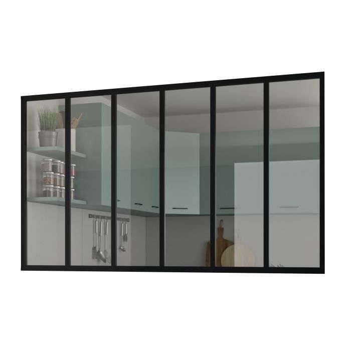 Kit verriere fixe - OPTIMUM - Aluminium - 6 carreaux - H117 X L201,5 cm - Noir