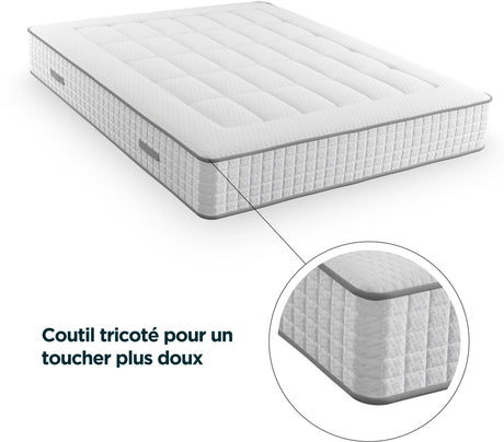 MODAMS GeoFlex 180 x 200 - 720 Ressorts ensachés - Mousse PU 24kg/m˛ - 7 zones - Respirant  - Déhoussable - Réversible - Ep. 29 cm