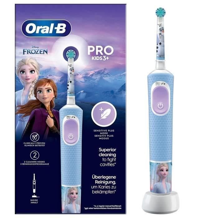 Oral-B Pro Kids3+ Brosse a dents électrique enfant Reine des Neiges, Disney, 1 Brossette Brossage Doux, Minuteur et Vibrations