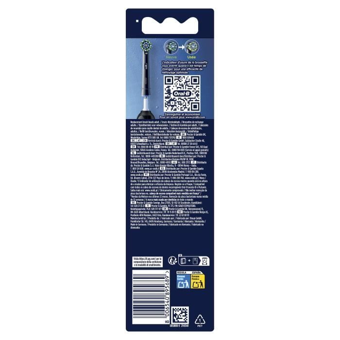 Brossettes - ORAL-B - CROSS ACTION PRO - Pack de 8 - Noir