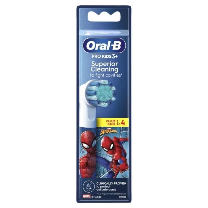 Oral-B Pro Kids Brossettes Spiderman/Reine des Neiges, Pack De 4 Unités