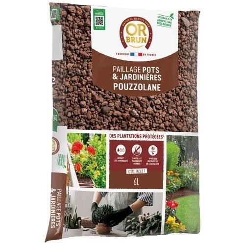 Paillage - OR BRUN - Pouzzolane - Pour pots et jardinieres - UAB - Sac de 6L