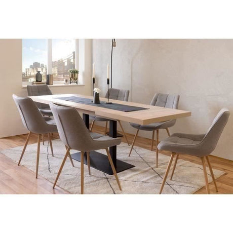 Table a manger extensible ORLANDO - Rectangulaire - style industriel - Décor chene sonoma -8/10 personnes - 120-200 x P 80 x H 75