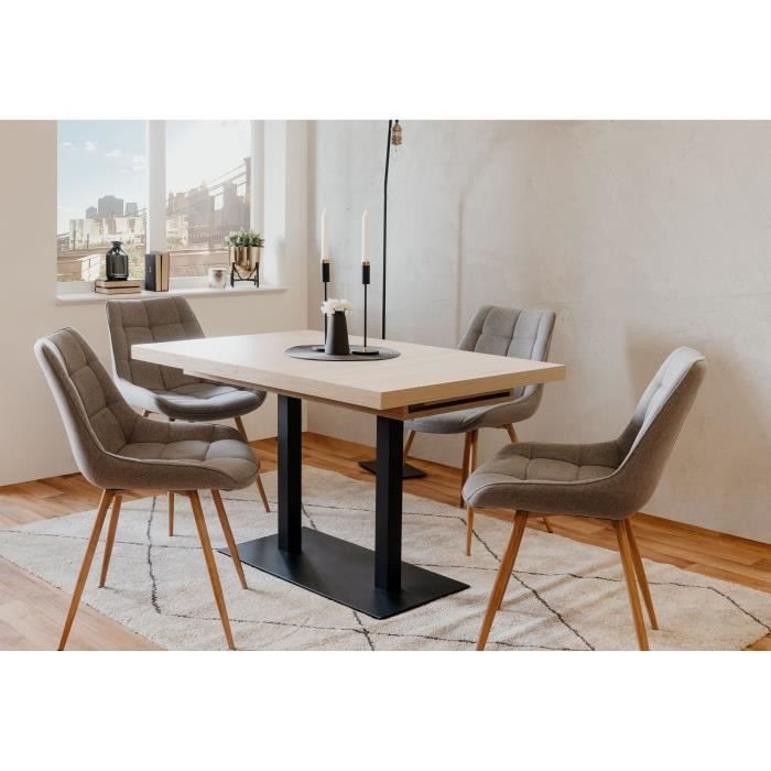 Table a manger extensible ORLANDO - Rectangulaire - style industriel - Décor chene sonoma -8/10 personnes - 120-200 x P 80 x H 75