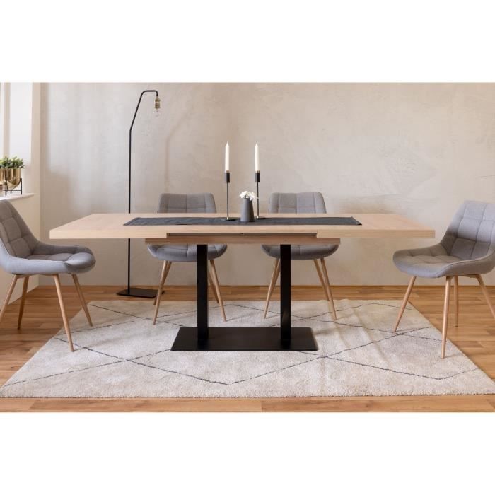 Table a manger extensible ORLANDO - Rectangulaire - style industriel - Décor chene sonoma -8/10 personnes - 120-200 x P 80 x H 75