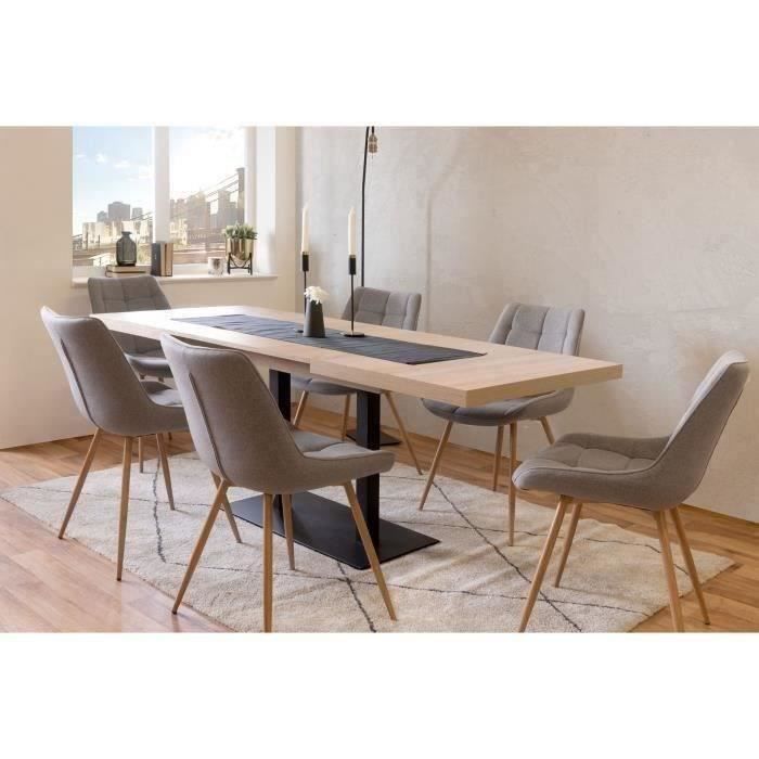Table a manger extensible ORLANDO - Rectangulaire - style industriel - Décor chene sonoma -8/10 personnes - 120-200 x P 80 x H 75