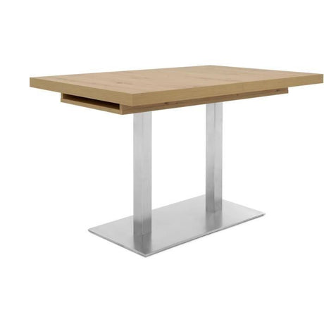 ORLANDO Table a manger a rallonge - Style contemporain - Décor chene artisan et alu - L 120-200 x P 80 x H 75 cm