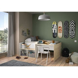 Lit combiné enfant OSCAR - 90 x 190 cm - Chene clair / Blanc - Diagone