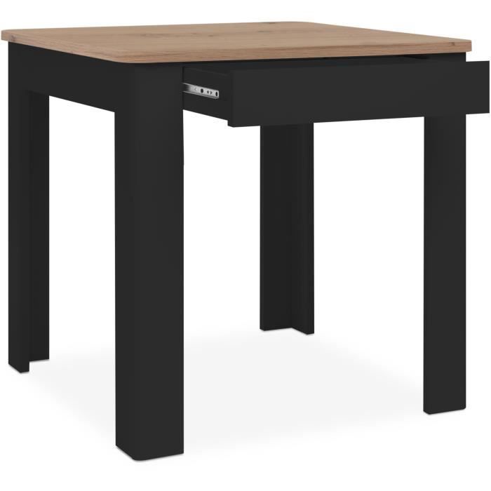 Table OSLO - Rectangulaire - 4 personnes - 80 x 77 x 80 cm - Noir / Chene artisan