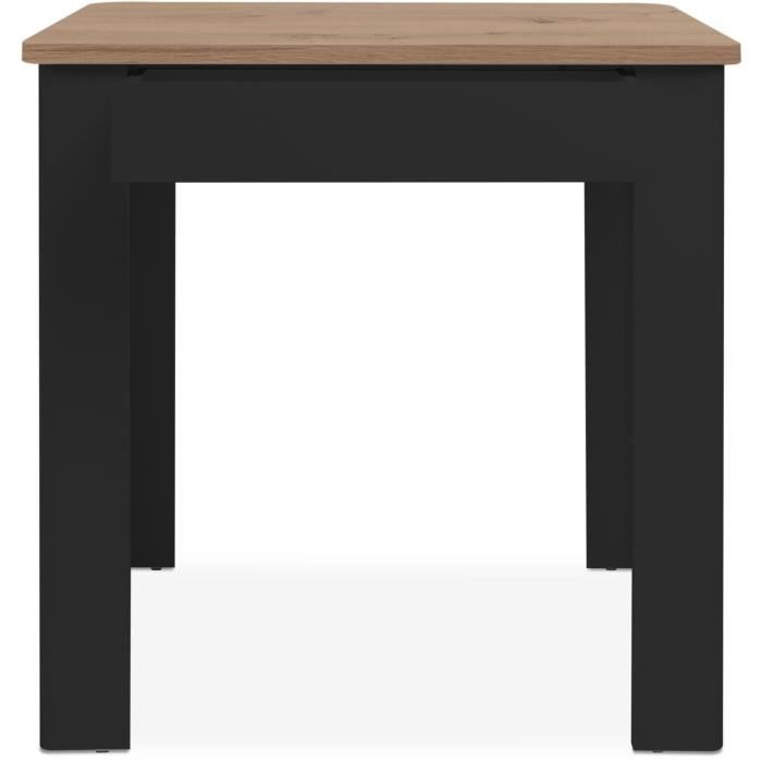 Table OSLO - Rectangulaire - 4 personnes - 80 x 77 x 80 cm - Noir / Chene artisan