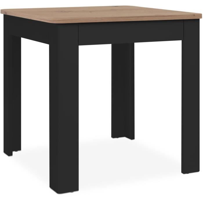 Table OSLO - Rectangulaire - 4 personnes - 80 x 77 x 80 cm - Noir / Chene artisan