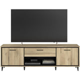 Meuble TV 2 portes et 1 tiroir - OSTARA - Chene / Noir - 179,9 x 39,8 x 56,9 cm - PARISOT