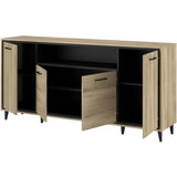 Enfilade avec leds - OSTARA - Chene / Noir -  4 portes et 1 niche - PARISOT