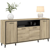 Enfilade avec leds - OSTARA - Chene / Noir -  4 portes et 1 niche - PARISOT