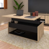 Table basse relevable - OSTARA - Rectangulaire - Chene / Noir - Relevable - 110 x 65 x 45/67,2 cm